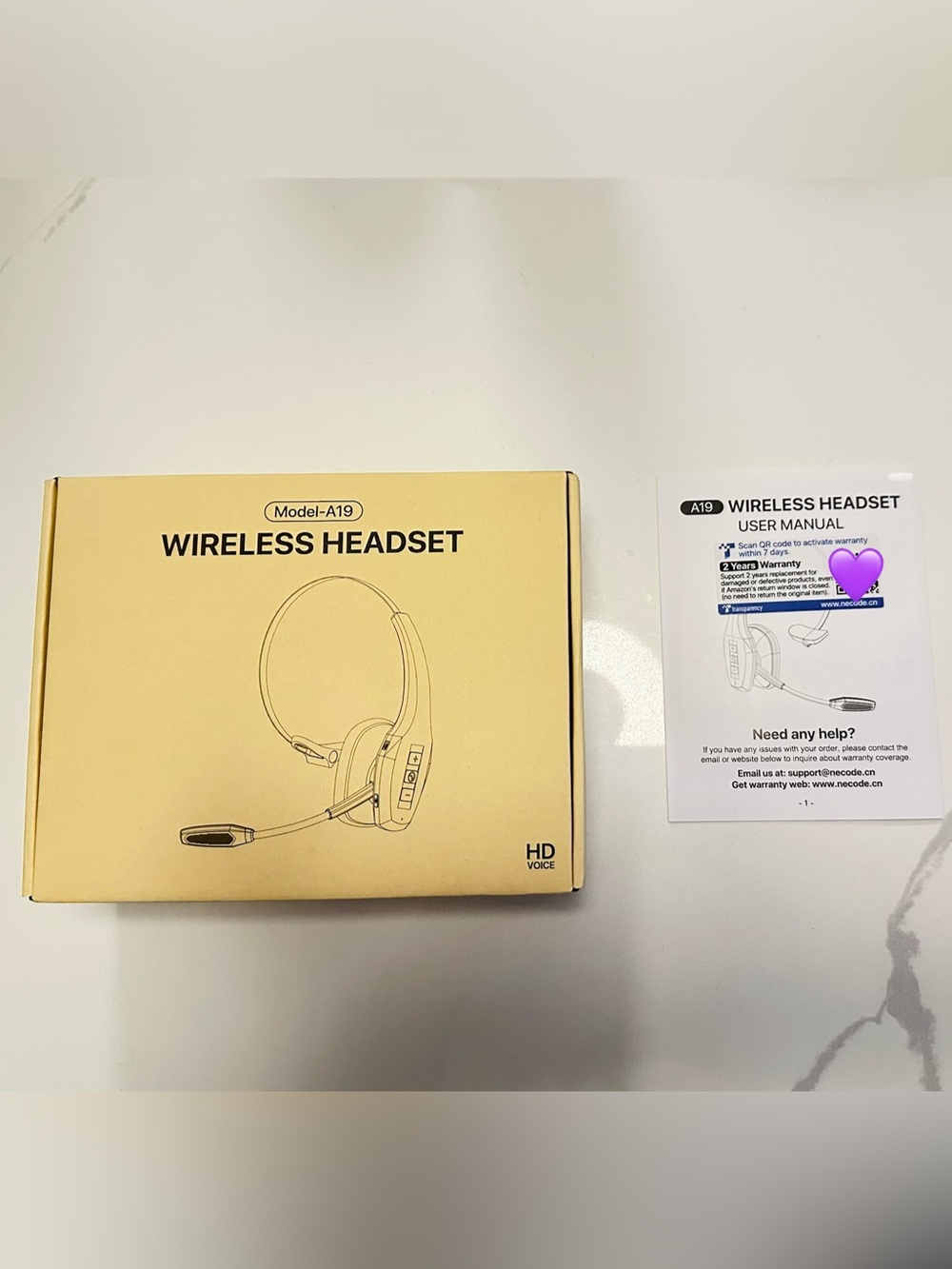 Noise cancellation mic -  Wireless Headset Model A19